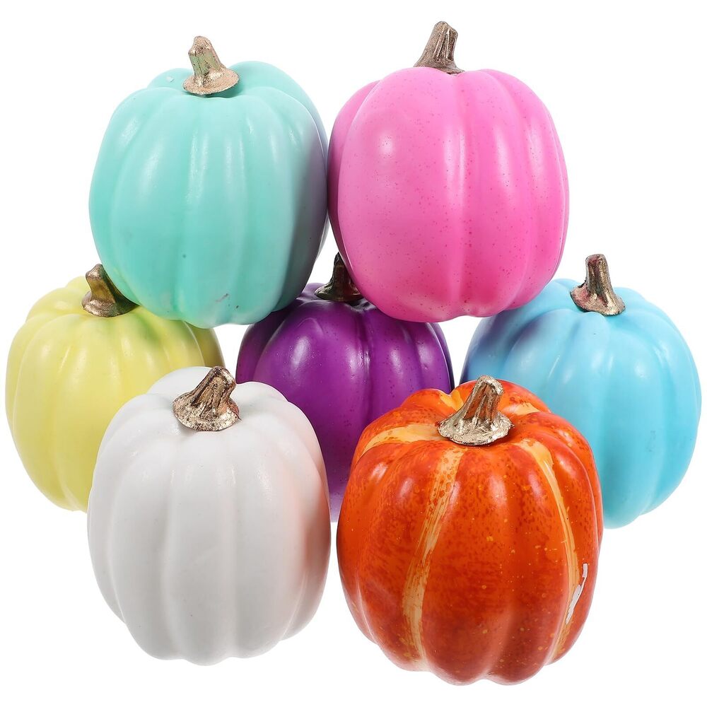 6496 Halloween Pumpkins Decor 7pcs Colorful Artificial Harvest Foam Pumpkin